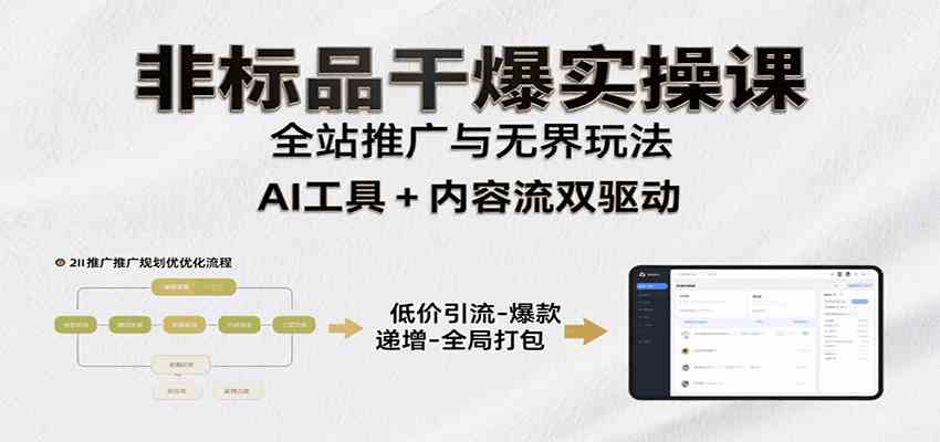 非标品干爆实操课：含多案例及操盘方法，从选品到推广、成交，助力打造爆款实现盈利-3YVIP资源库