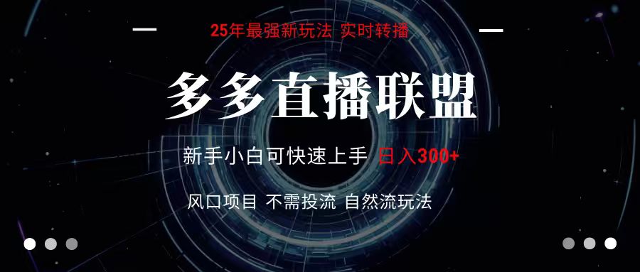 多多直播联盟 全新玩法 单机单日变现300+不要求电脑配置 玩法简单暴力-3YVIP资源库