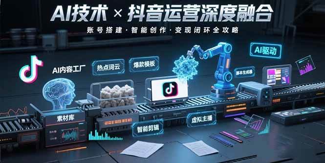 （15630期）AI技术与抖音运营的深度融合应用：涵盖账号搭建、内容创作、收益变现等-3YVIP资源库