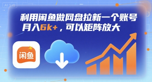 利用闲鱼做网盘拉新一个账号，月入6k+，可以矩阵放大-3YVIP资源库