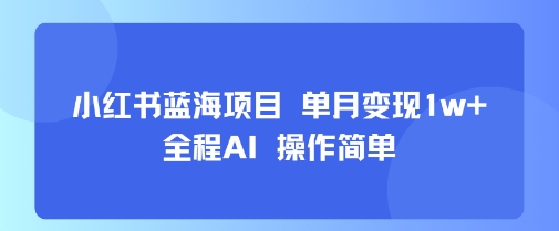 小红书蓝海项目 单月变现1w+ 全程AI 操作简单-3YVIP资源库