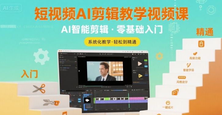 短视频AI剪辑教学视频课，入门到精通-3YVIP资源库