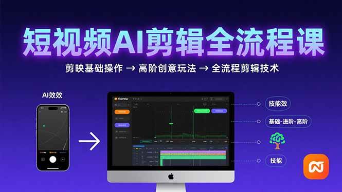 （15647期）短视频AI剪辑技能，从剪映基础操作到高阶创意玩法，全流程剪辑技术-3YVIP资源库