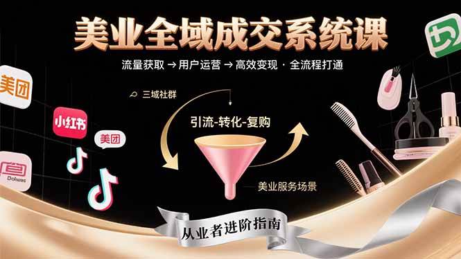 （15650期）美业全域成交系统课程：帮助美业从业者打通从流量获取到高效变现全流程-3YVIP资源库