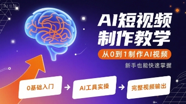 AI短视频制作教学，从0到1制作AI视频-3YVIP资源库