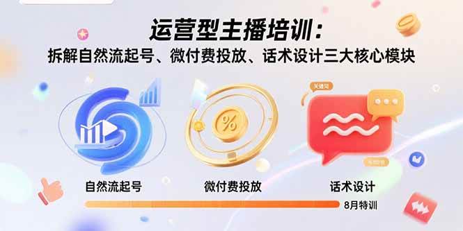 （15654期）运营型主播培训：拆解自然流起号、微付费投放、话术设计三大核心模块-8月-3YVIP资源库