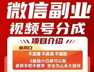 微信副业视频号分成，不直播 不卖货 不露脸，三五分钟即可完成一条作，每日收益几十、几张不等-3YVIP资源库