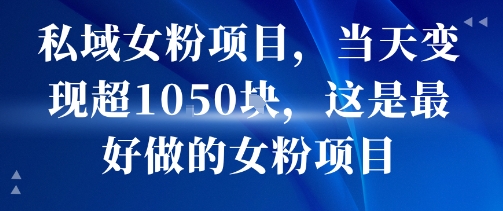 私域女粉项目，当天变现超1k，这是最好做的女粉项目，可放大操作-3YVIP资源库