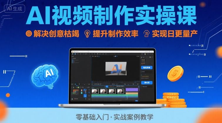 Ai视频制作实操课，解决创意枯竭、效率低下痛点，实现日更量产可持续变现-3YVIP资源库