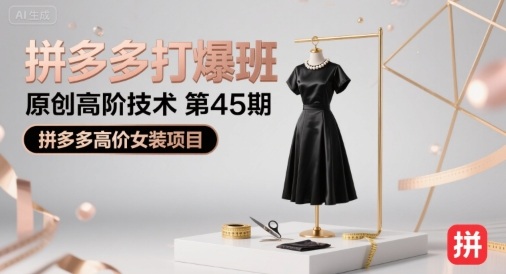 拼多多打爆班原创高阶技术第45期，拼多多高价女装项目-3YVIP资源库