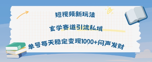 短视频新玩法玄学赛道引流私域单号每天稳定变现1k+闷声发财-3YVIP资源库