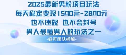 2025最新男粉项目玩法每天变现1k+也不违规也不会封号男人最懂男人的玩法-3YVIP资源库