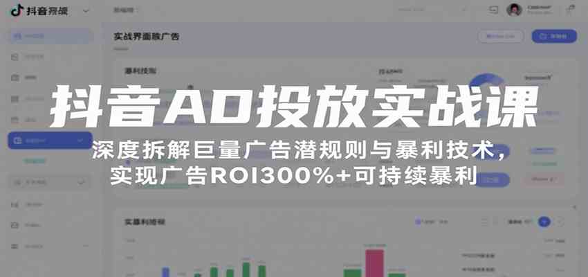 抖音AD投放实战课，深度拆解巨量广告潜规则与暴利技术，实现广告ROI300%+可持续暴利-3YVIP资源库