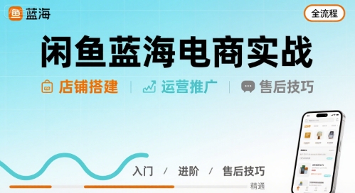 闲鱼蓝海电商实战，店铺搭建运营售后全流程-3YVIP资源库