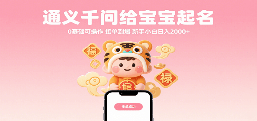 通义千问给宝宝起名 0基础可操作 接单到爆 新手小白日入2000+-3YVIP资源库