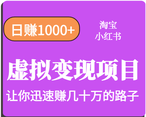 淘宝OR小红书虚拟变现，日赚1000+，多账号操作年收入几十W不等-3YVIP资源库