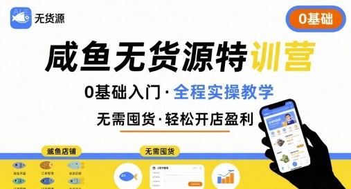 无货源特训营，0基础带你玩转咸鱼无货源-3YVIP资源库