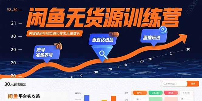 （15698期）闲鱼无货源训练营：账号准备养号/垂直化选品/黑搜玩法，0基础30天盈利指南-3YVIP资源库