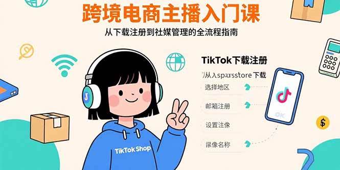 （15708期）跨境电商主播入门课，TikTok下载注册，支付工具配置，社媒账号管理全流程-3YVIP资源库
