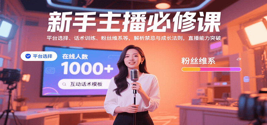 新手主播必修课：平台选择、话术训练、粉丝维系等，解析禁忌与成长法则，突破直播能力-3YVIP资源库