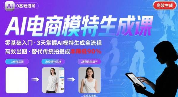 AI模特进阶课程，0基础高效生成逼真电商模特图-3YVIP资源库