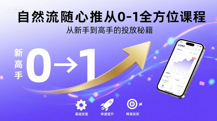 自然流随心推从0-1全方位课程，从新手到高手的投放秘籍-3YVIP资源库