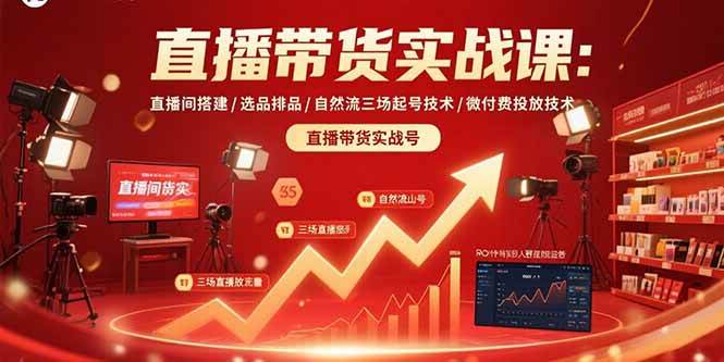 （15729期）直播带货实战课：直播间搭建/选品排品/自然流三场起号技术/微付费投放技术-3YVIP资源库