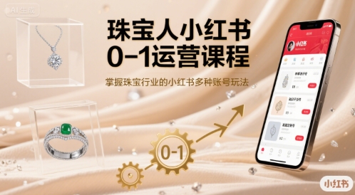 珠宝人小红书0-1运营课程，掌握珠宝行业的小红书多种账号玩法-3YVIP资源库