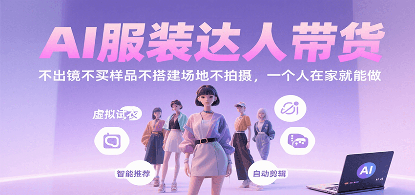 AI服装达人带货，不出镜不买样品不搭建场地不拍摄，一个人在家就能做-3YVIP资源库