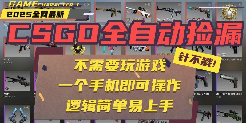 CSGO自动捡漏项目，最新独家玩法，一个手机即可操作。新手小白轻松月入1W+-3YVIP资源库