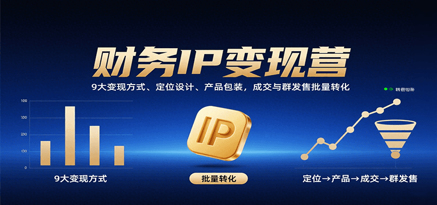 财务IP变现营：9大变现方式、定位设计、产品包装，成交与群发售批量转化-3YVIP资源库