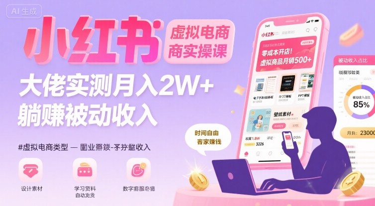 小红书虚拟电商，大佬实测月入2W+，实现被动收入-3YVIP资源库