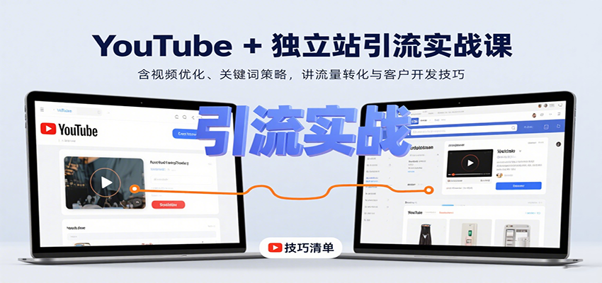 YouTube+独立站引流实战课：含视频优化、关键词策略，讲流量转化与客户开发技巧-3YVIP资源库