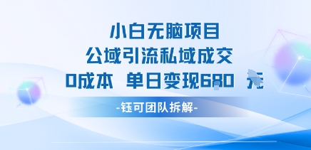 小白无脑项目公域引流私域成交0成本单日变现680米-3YVIP资源库