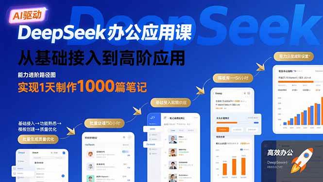 （15754期）DeepSeek办公应用课：从基础接入到高阶应用，实现1天制作1000篇笔记-3YVIP资源库