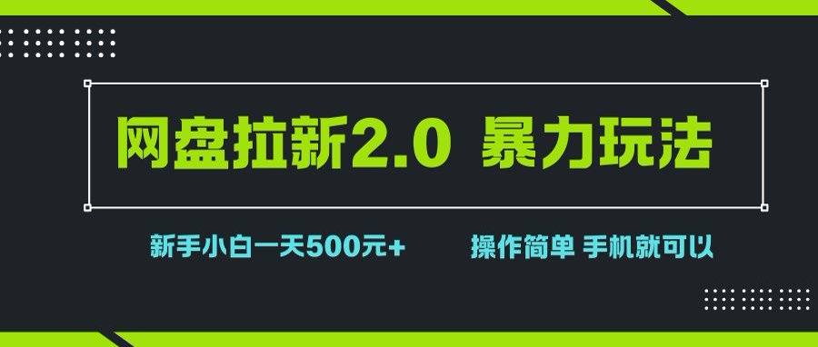 （15759期）网盘拉新2.0，暴力玩法，新手小白一天轻松500，操作简单-3YVIP资源库