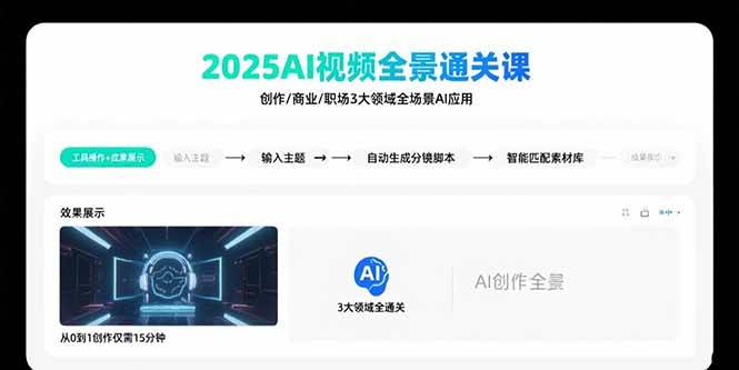 （15762期）2025AI视频全景通关课：涵盖创作/商业/职场3大领域  掌握AI全场景应用-3YVIP资源库