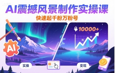 AI震撼风景制作实操课，快速起千粉万粉号-3YVIP资源库