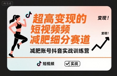 超高变现的短视频减肥细分赛道，减肥账号抖音实战训练营-3YVIP资源库