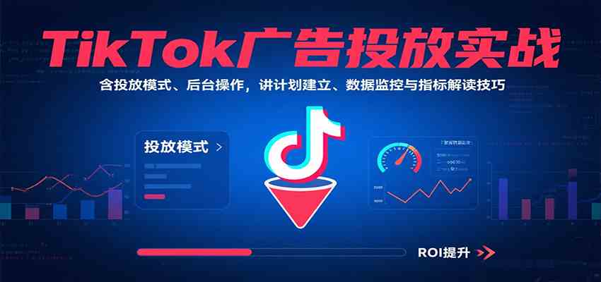 TikTok广告投放实战，含投放模式、后台操作，讲计划建立、数据监控与指标解读技巧-3YVIP资源库