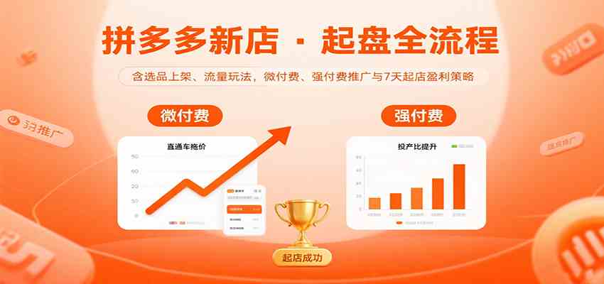 拼多多新店起盘全流程，含选品上架、流量玩法，微付费、强付费推广与7天起店盈利策略-3YVIP资源库