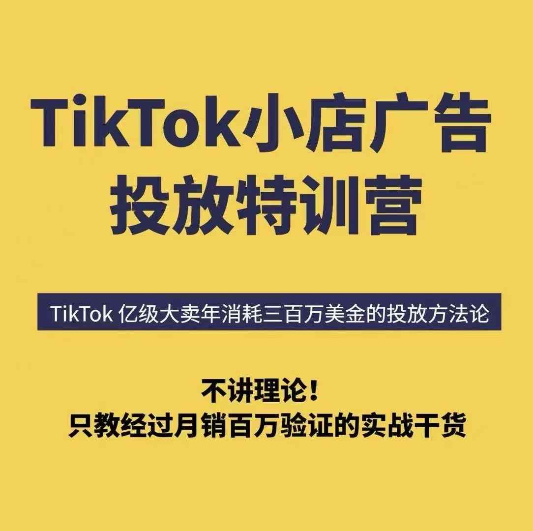 TikTok小店广告投放特训营，6天破局计划专治各种“投不动”，教你经过月销百万验证的实战干货-3YVIP资源库