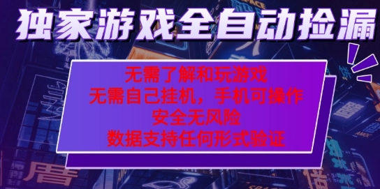 游戏全自动捡漏项目，最新独家玩法，每天操作几十分钟，无任何难度，当天见收益【揭秘】-3YVIP资源库