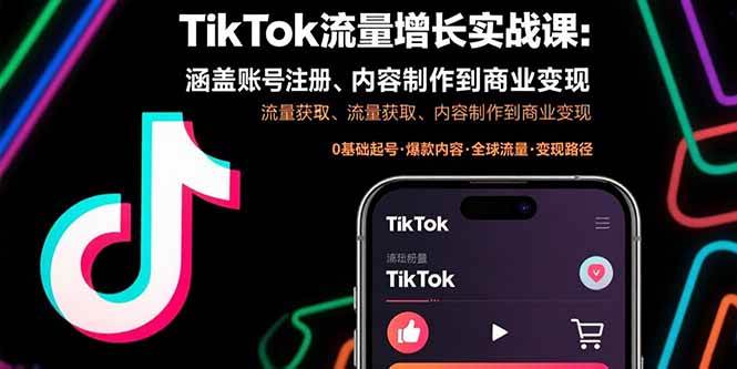 （15791期）TikTok流量增长实战课：涵盖账号注册、流量获取、内容制作到商业变现-3YVIP资源库