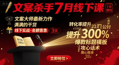 文案杀手7月线下课，​文案大师最新力作，满满的干货-3YVIP资源库