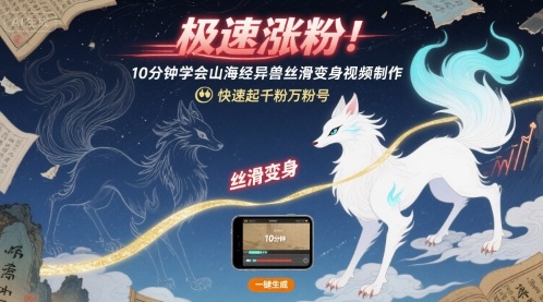 极速涨粉！10分钟学会山海经异兽丝滑变身视频制作，快速起千粉万粉号-3YVIP资源库