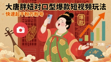 大唐胖妞对口型爆款短视频玩法，快速起千粉万粉号-3YVIP资源库
