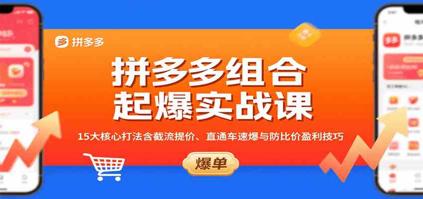 拼多多组合起爆实战课：15大核心打法含截流提价、直通车速爆与防比价盈利技巧-3YVIP资源库