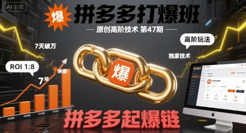 拼多多打爆班原创高阶技术第47期，拼多多起爆链-3YVIP资源库