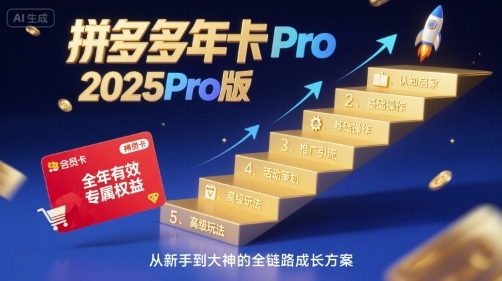 拼多多年卡2025Pro版，五大板块从认知到基础、从推广到活动、从活动到玩法-3YVIP资源库